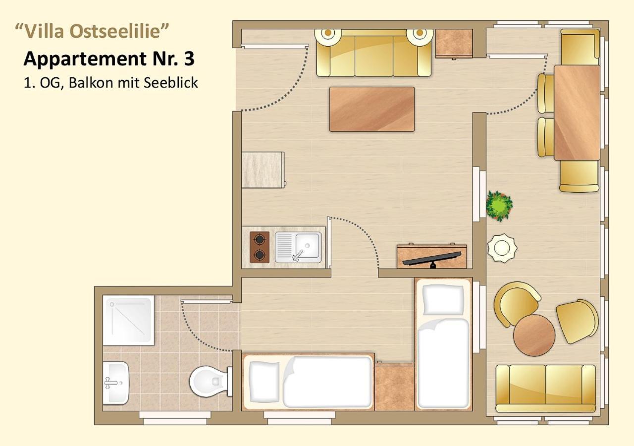 Villa Ostseelilie - Appartements Mit Balkon Und Meerblick ซาสนิทซ์ ห้อง รูปภาพ
