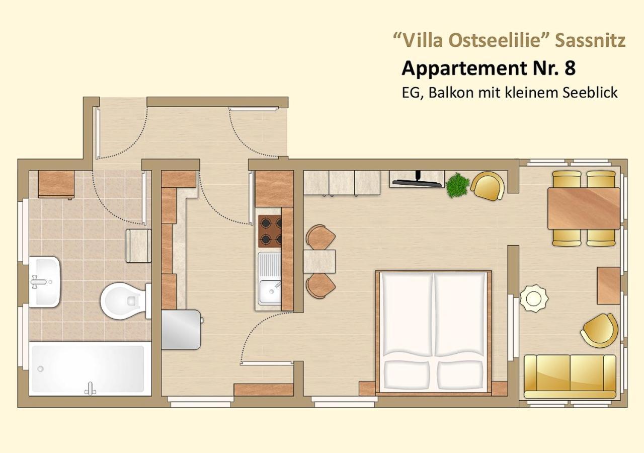 Villa Ostseelilie - Appartements Mit Balkon Und Meerblick ซาสนิทซ์ ห้อง รูปภาพ