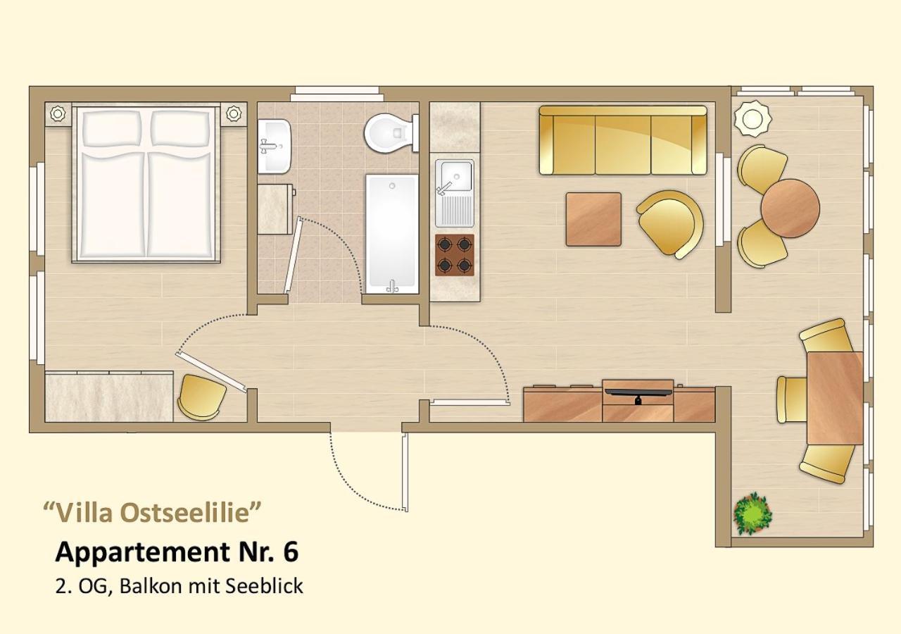 Villa Ostseelilie - Appartements Mit Balkon Und Meerblick ซาสนิทซ์ ห้อง รูปภาพ
