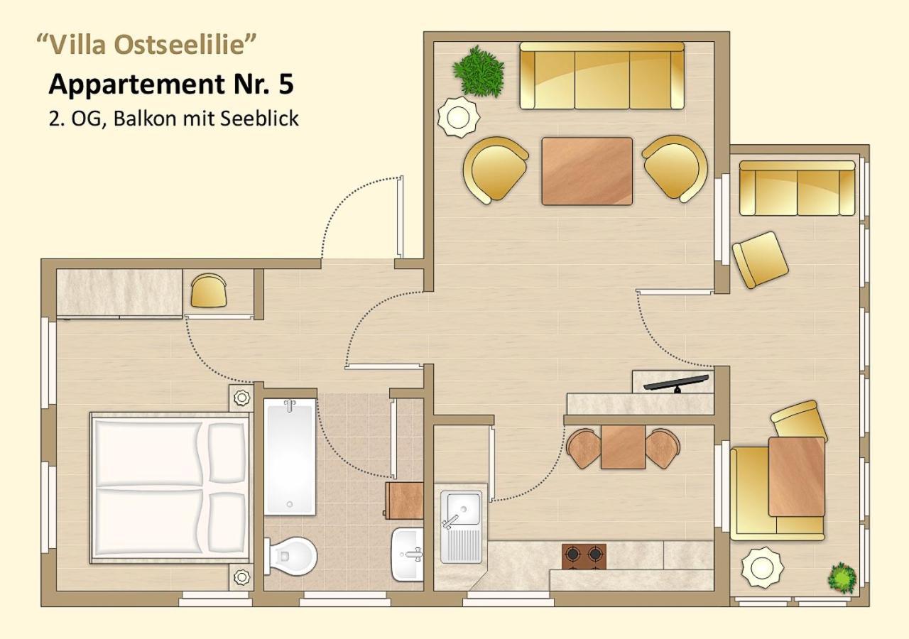 Villa Ostseelilie - Appartements Mit Balkon Und Meerblick ซาสนิทซ์ ห้อง รูปภาพ