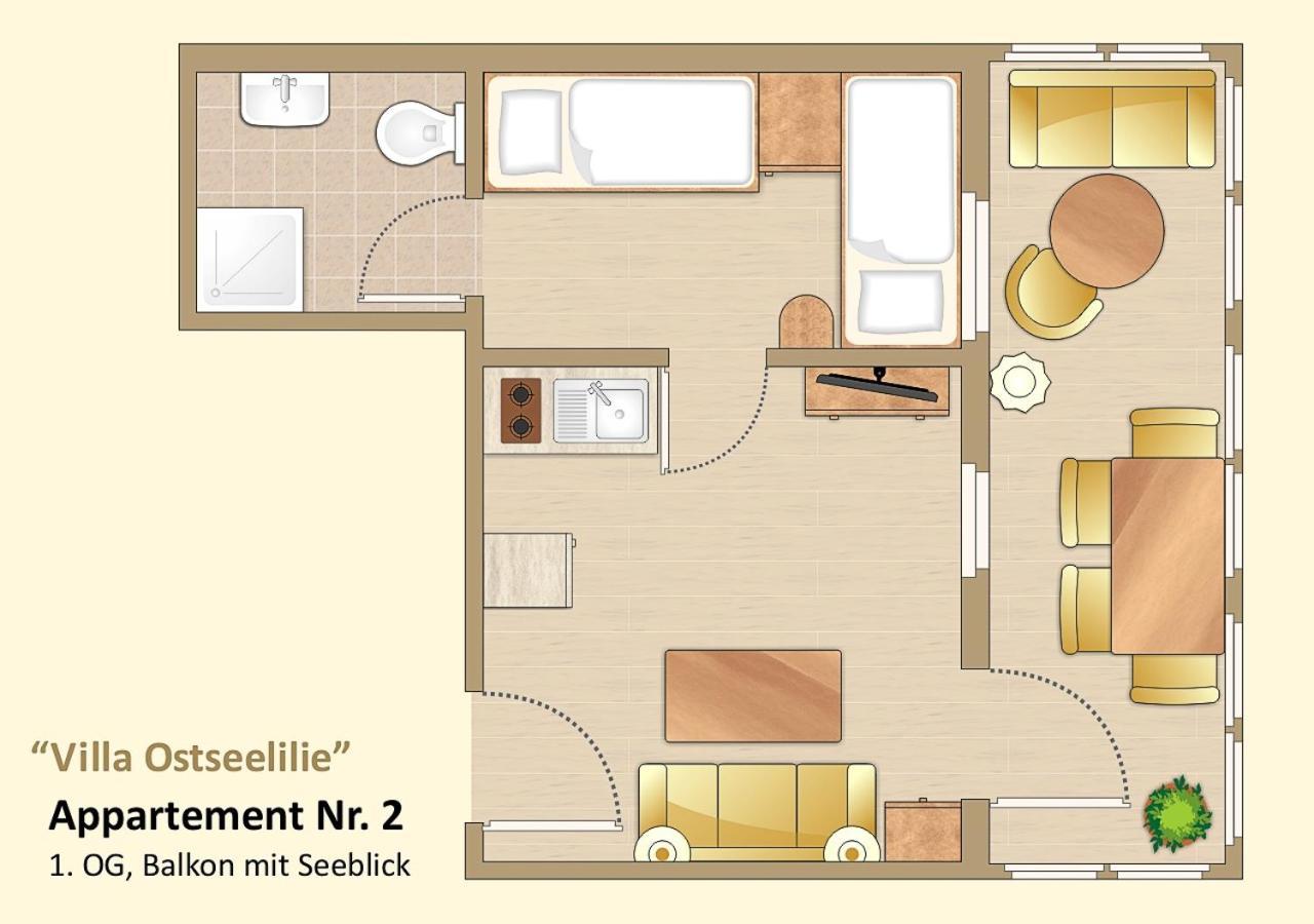 Villa Ostseelilie - Appartements Mit Balkon Und Meerblick ซาสนิทซ์ ห้อง รูปภาพ